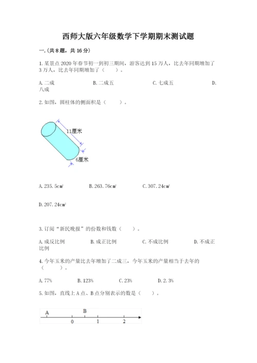 西师大版六年级数学下学期期末测试题【培优】.docx