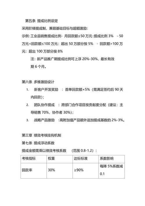通用销售提成管理制度