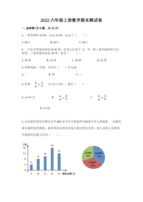 2022六年级上册数学期末测试卷含答案【名师推荐】.docx
