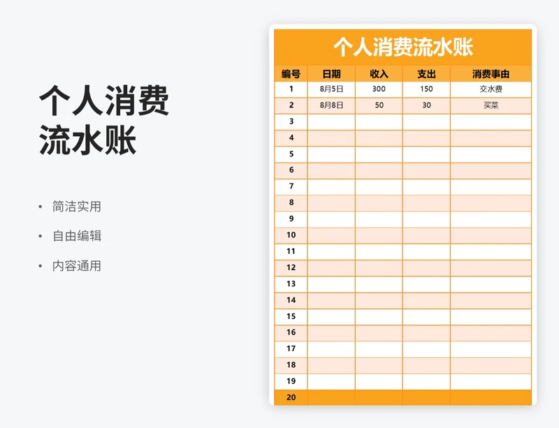 简约风个人消费流水账