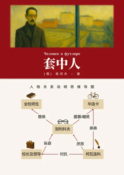 人物关系-套中人文学复古风思维导图Word模板