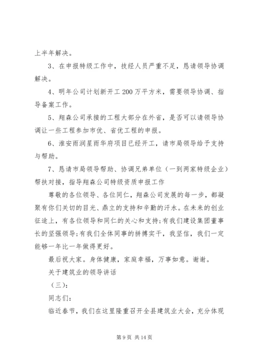 关于建筑业的领导讲话.docx