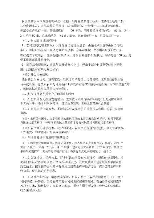 乡镇村情调查报告计划10篇