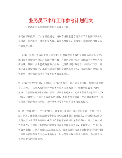 精编业务员下半年工作参考计划范文.docx