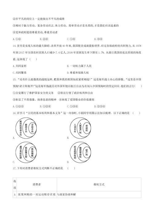 （鄂尔多斯专版）中考道德与法治复习方案 模拟试卷-人教版初中九年级全册政治试题.docx
