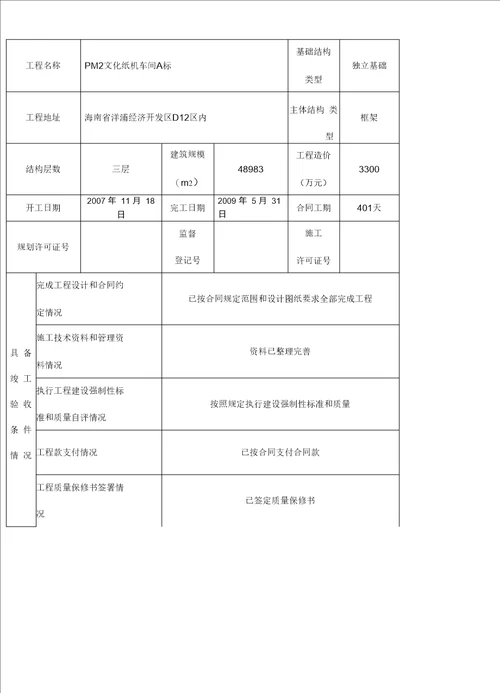 完整版施工单位工程竣工报告