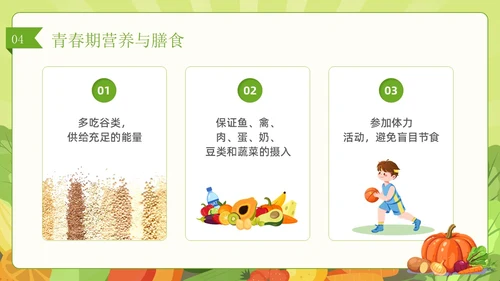 绿色简约风儿童膳食营养健康饮食知识培训PPT