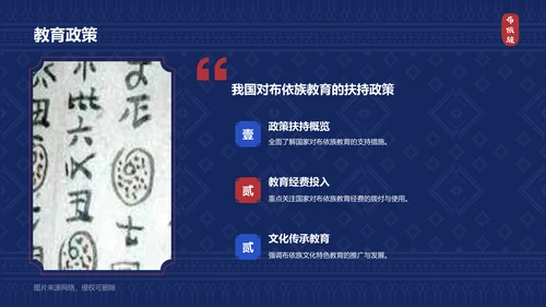 蓝色复古风布依族介绍PPT模板