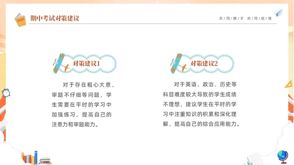期中质量分析蓝色卡通儿童初中期中家长会PPT