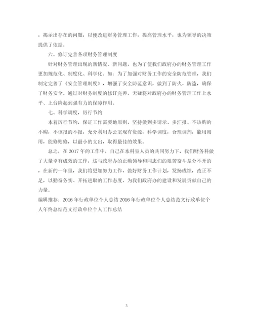 精编之行政单位财务工作总结范文.docx