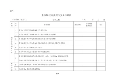 校园及周边安全排查表