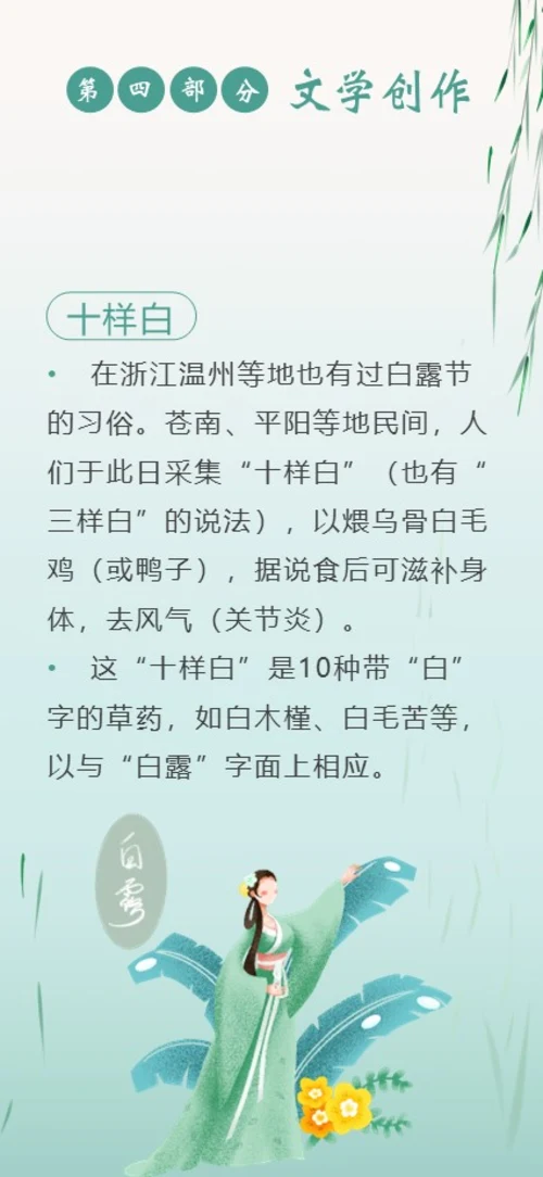 白露节气二十四节气知识手机竖版PPT课件