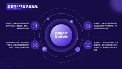 紫色科技风总分关系4项PPT单页