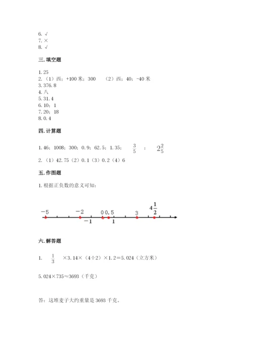 冀教版小学六年级下册数学期末检测试题含精品答案.docx