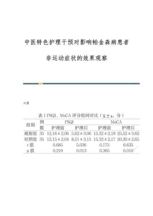 中医特色护理干预对影响帕金森病患者非运动症状的效果观察.docx