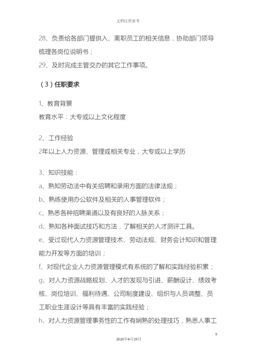 人力资源部岗位职责与工作标准.docx