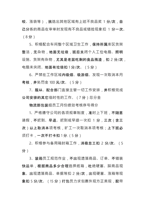 工厂员工绩效考核方案
