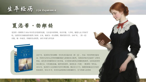 绿色简约《简·爱》读书分享通用PPT模板