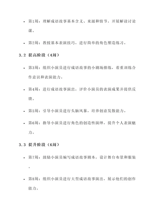 成语故事小演员培训方案