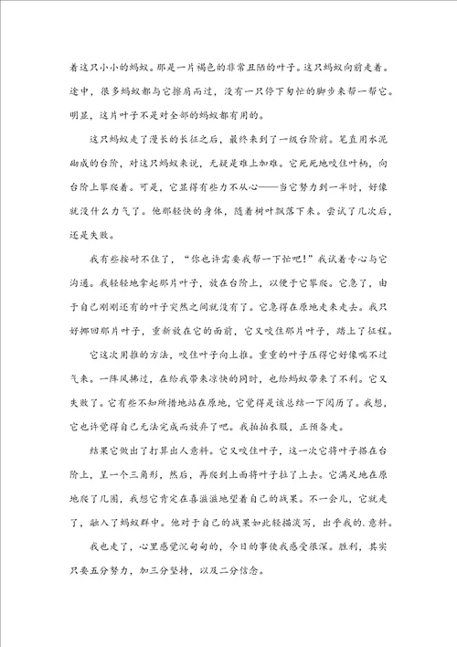 中学生初三年纪信念记叙文作文
