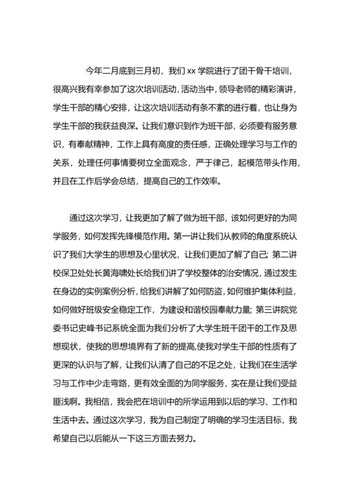 分享优秀团干工作总结范文.docx