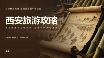黄色中国风西安旅游攻略PPT模板