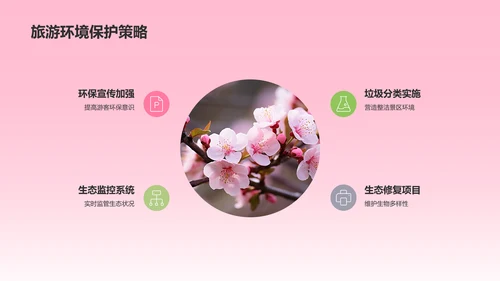 粉色渐变风春季桃花节旅游宣传PPT模板