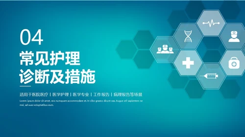 深蓝色简约风护理诊断及措施128个护理诊断医学培训P图课件护理医疗