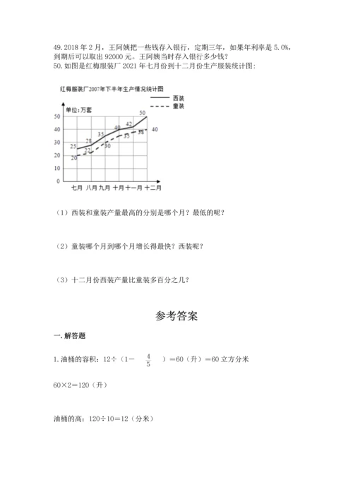 六年级小升初数学应用题50道含答案（基础题）.docx