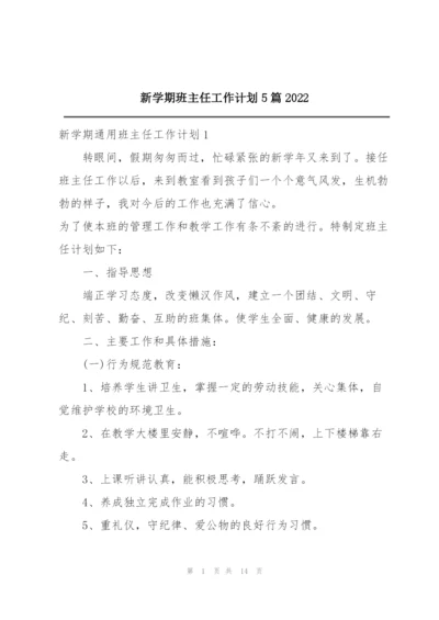 新学期班主任工作计划5篇2022.docx