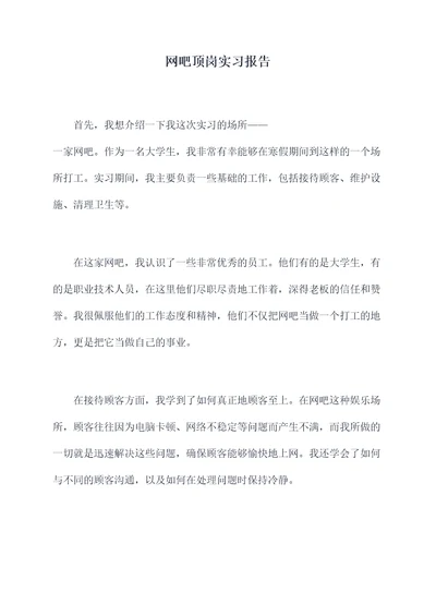 网吧顶岗实习报告