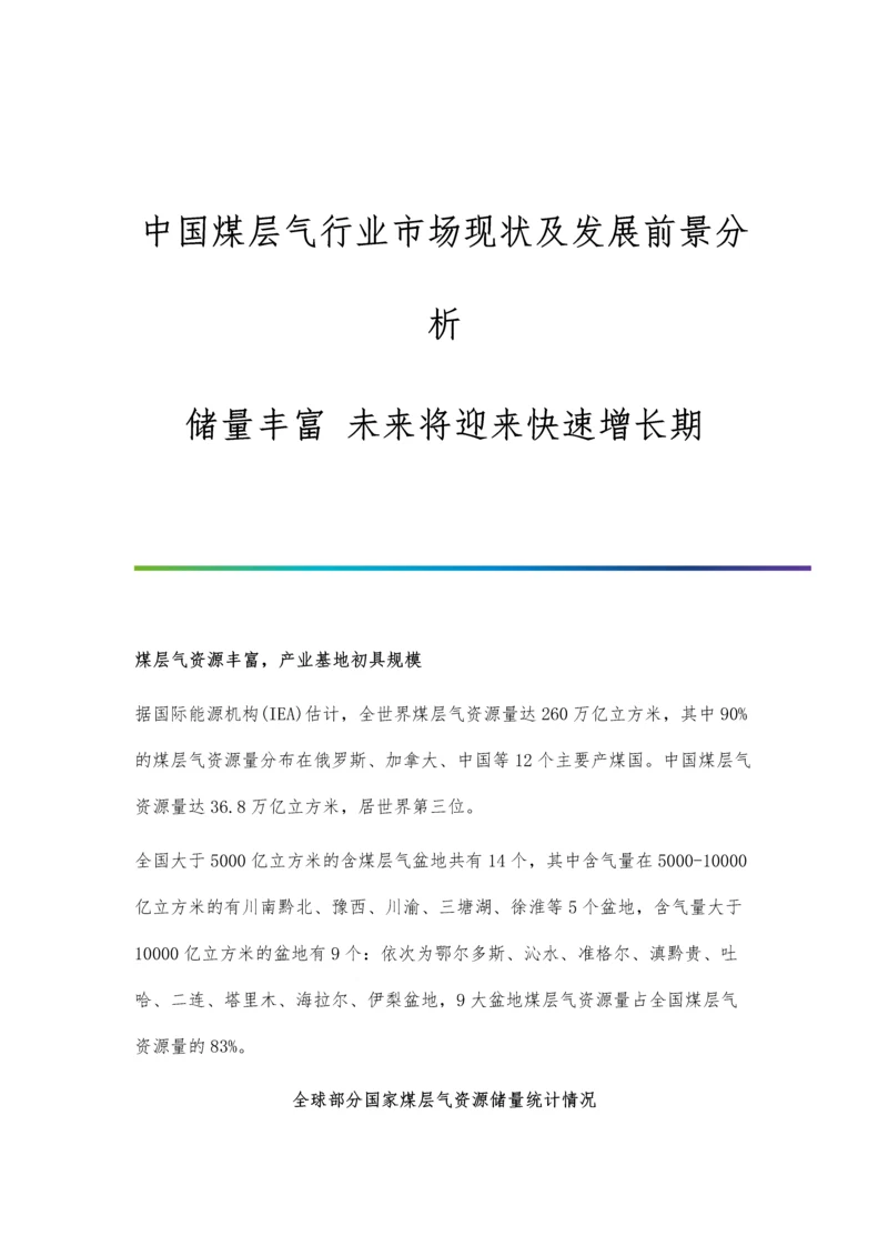 中国煤层气行业市场现状及发展前景分析-储量丰富-未来将迎来快速增长期.docx