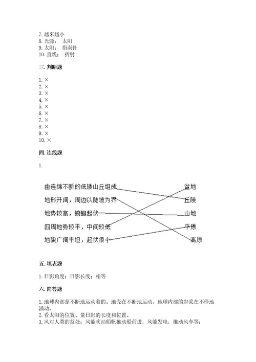 2023年教科版科学五年级上册期末测试卷完整版