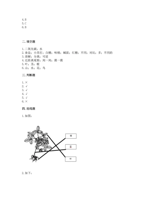 教科版科学一年级上册第一单元《植物》测试卷附答案【a卷】.docx