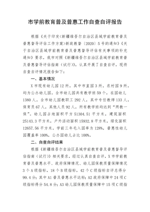 【教育系统】市学前教育普及普惠工作自查自评报告.docx