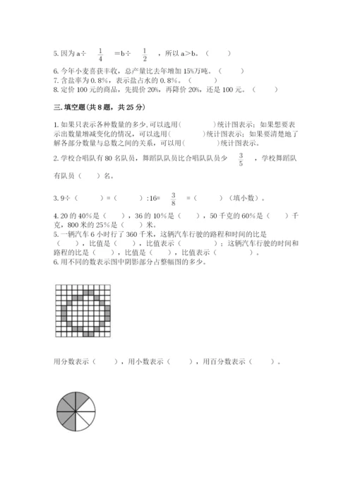 人教版六年级上册数学期末测试卷带答案（巩固）.docx