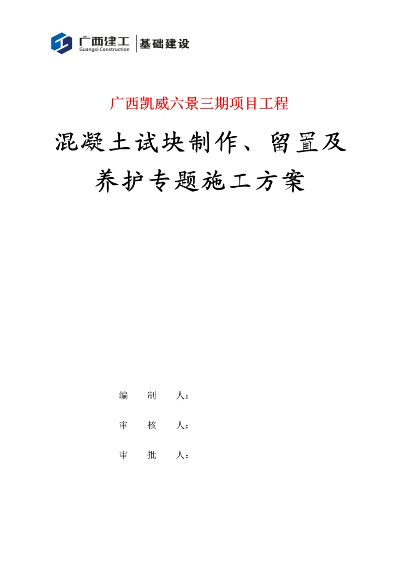 混凝土试块制作留置及养护专项综合项目施工专项方案.docx