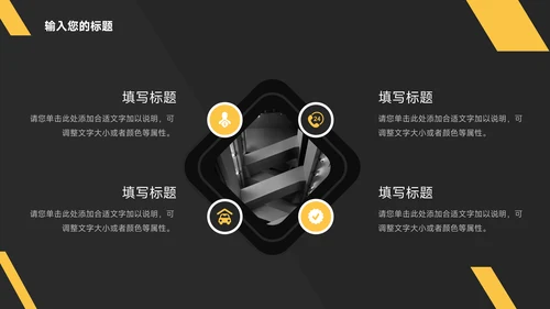 黄色暗色商务质感年终总结汇报PPT模板