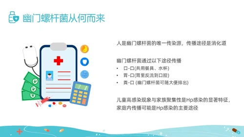 绿色插画幽门螺杆菌健康宣教培训PPT课件