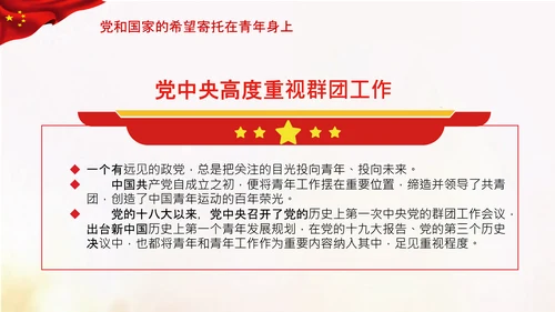 青年观团委共青团成立100周年讲话PPT模板