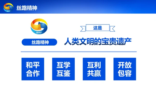 蓝色党政一带一路丝绸之路国际合作高峰论坛ppt模板