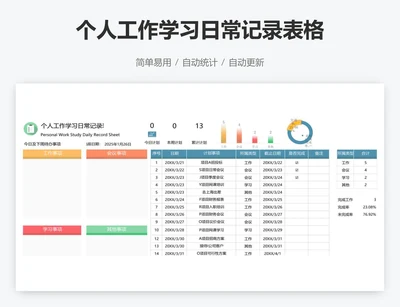 个人工作学习日常记录表格