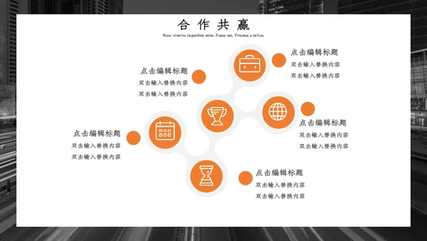 橙色清新优雅商务风工作汇报通用PPT模板