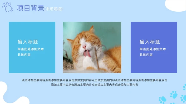 蓝色卡通简约萌宠宠物店项目计划书PPT模板