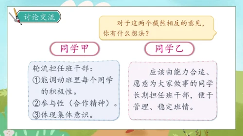 【核心素养】部编版语文三年级下册-口语交际-该不该实行班干部轮流制（课件）