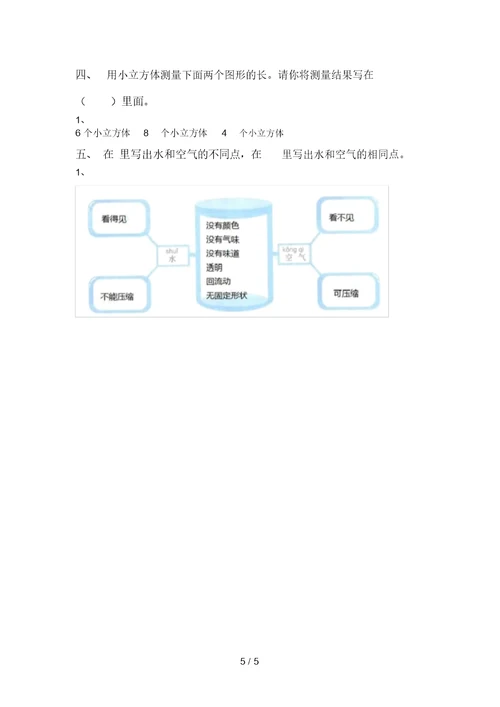 2021年苏教版一年级科学上册期中试卷及答案2 3483