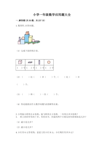 小学一年级数学应用题大全有完整答案.docx