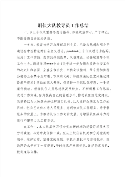 刑侦大队教导员工作总结