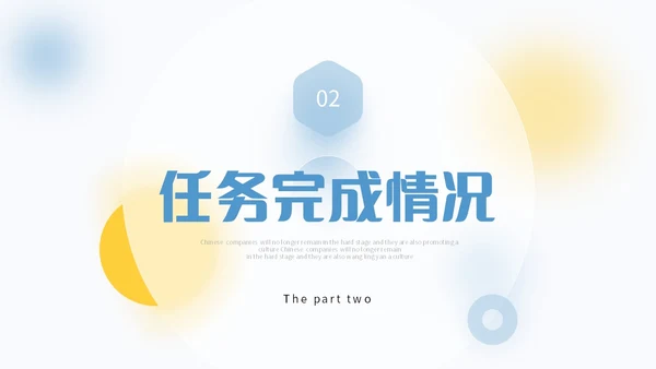 毛玻璃风清新蓝黄色个人述职报告年终工作总结PPT