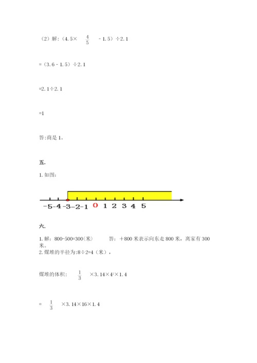河南省平顶山市六年级下册数学期末测试卷（必刷）.docx